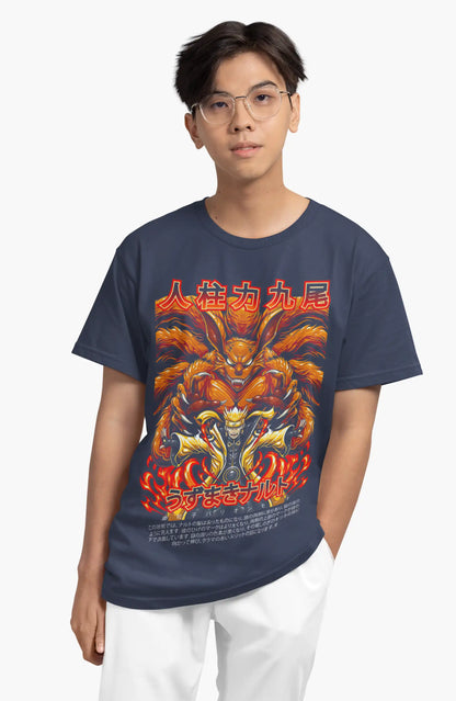 Plus-Size Unleashed Power Naruto Anime T-Shirt | 180 GSM Cotton | S–7XL | AWBlack