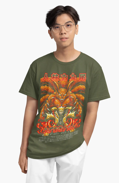 Plus-Size Unleashed Power Naruto Anime T-Shirt | 180 GSM Cotton | S–7XL | AWBlack
