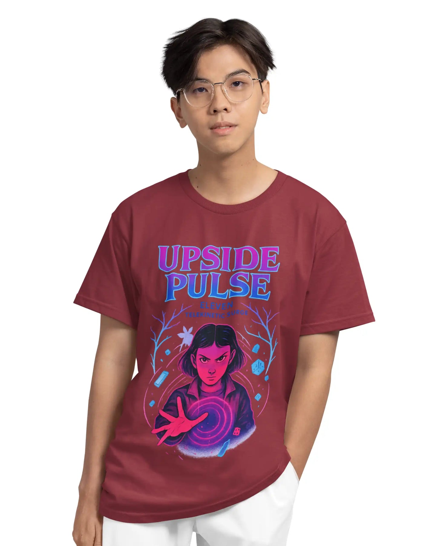 Stranger Things Eleven Plus Size T-Shirt | Upside Pulse Telekinetic Surge Graphic Tee | Multi-Fit 180 GSM | S–7XL