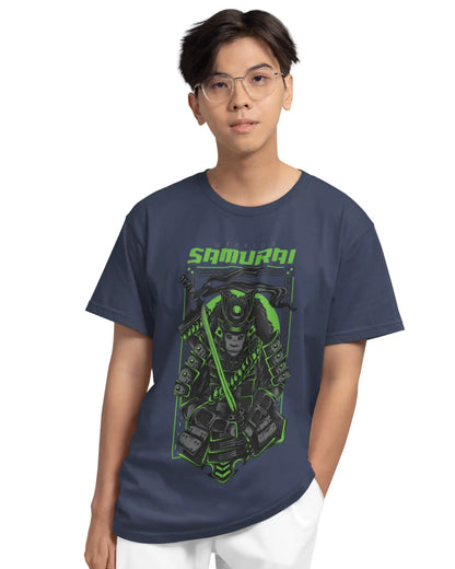 AWBlack warrior-samurai-neon-spirit-premium-multi-fit-tshirt