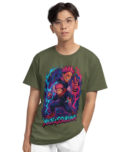 AWBlack yuji-sukuna-dual-power-graphic-tshirt