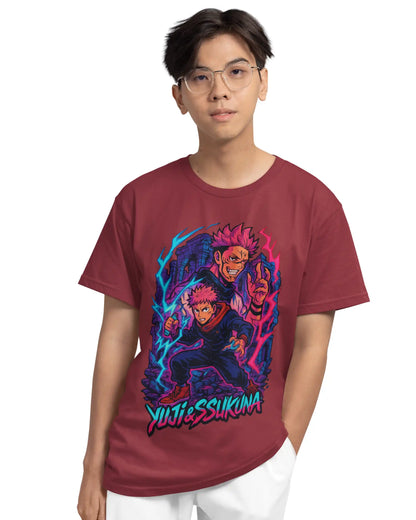 AWBlack yuji-sukuna-dual-power-graphic-tshirt