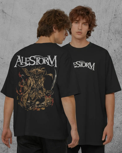 Alestorm Oversized T-Shirt | Heavy Metal Rock Band Graphic Tee | 240 GSM Cotton | XS-2XL | AWBlack