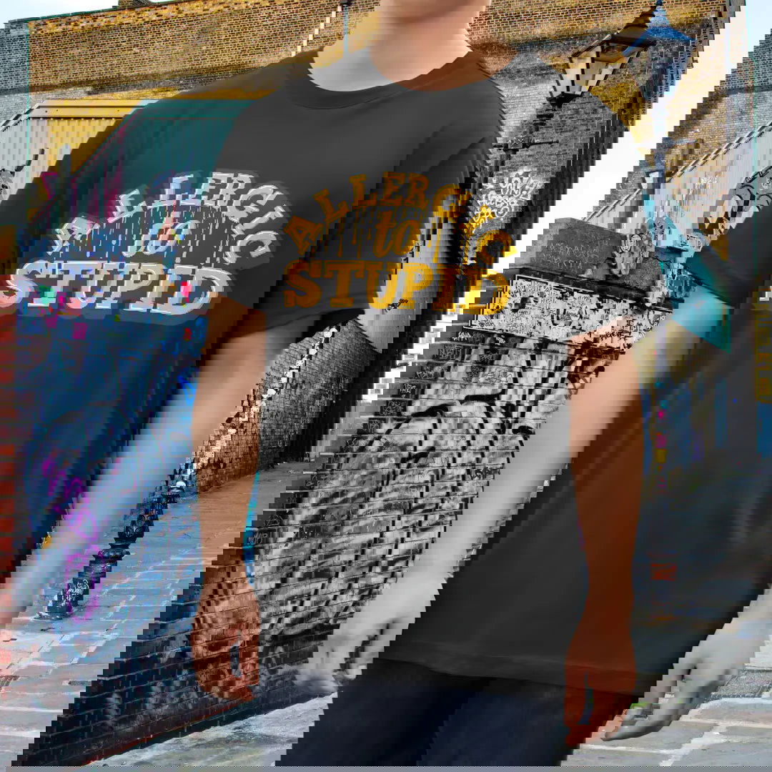Allergic to Stupidity Bold Quote - Premium Black Tshirt - AWBlack