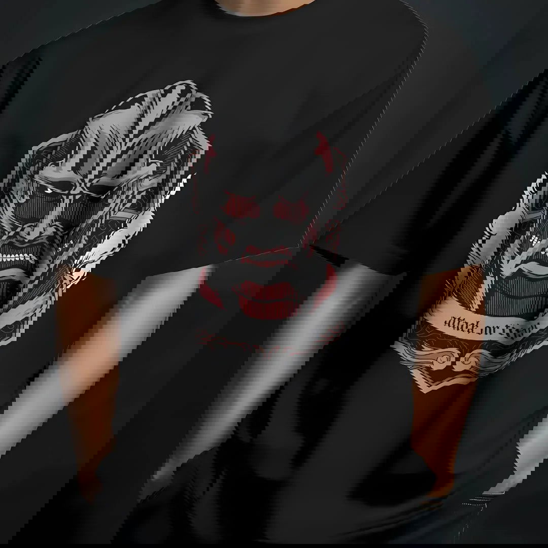 Attack on Titans Titan Skull -Premium Black T-Shirt - AWBlack
