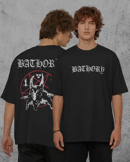 Bathory Oversized T-Shirt | Heavy Metal Rock Band Graphic Tee | 240 GSM Cotton | XS-2XL | AWBlack