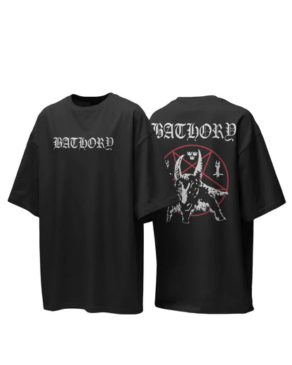 Bathory Oversized T-Shirt | Heavy Metal Rock Band Graphic Tee | 240 GSM Cotton | XS-2XL | AWBlack