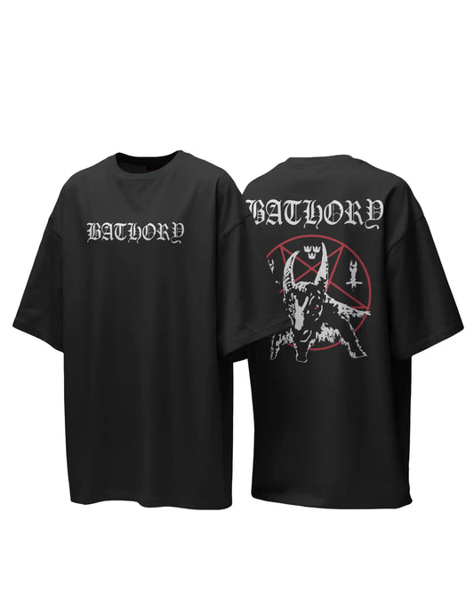 Bathory Oversized T-Shirt | Heavy Metal Rock Band Graphic Tee | 240 GSM Cotton | XS-2XL | AWBlack