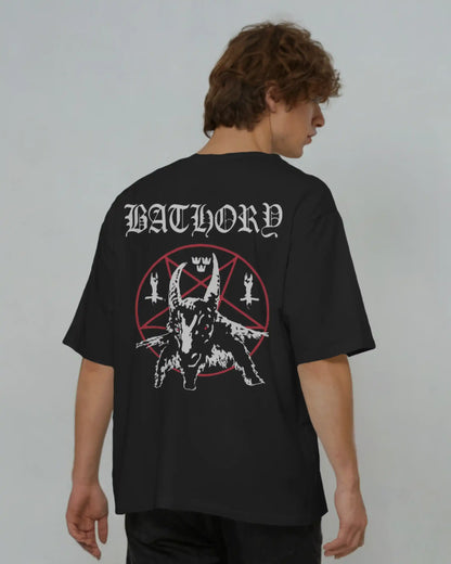 Bathory Oversized T-Shirt | Heavy Metal Rock Band Graphic Tee | 240 GSM Cotton | XS-2XL | AWBlack