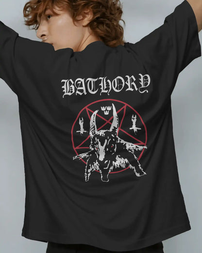 Bathory Oversized T-Shirt | Heavy Metal Rock Band Graphic Tee | 240 GSM Cotton | XS-2XL | AWBlack