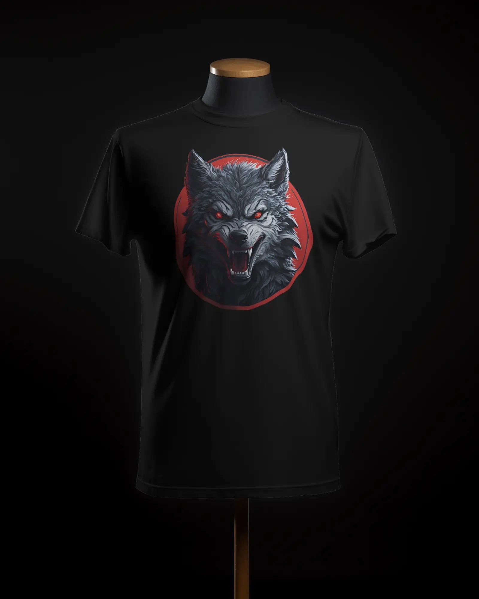 Blood Moon Fury Angry Wolf Emerges from Crimson Eclipse - Premium Black Tshirt - AWBlack