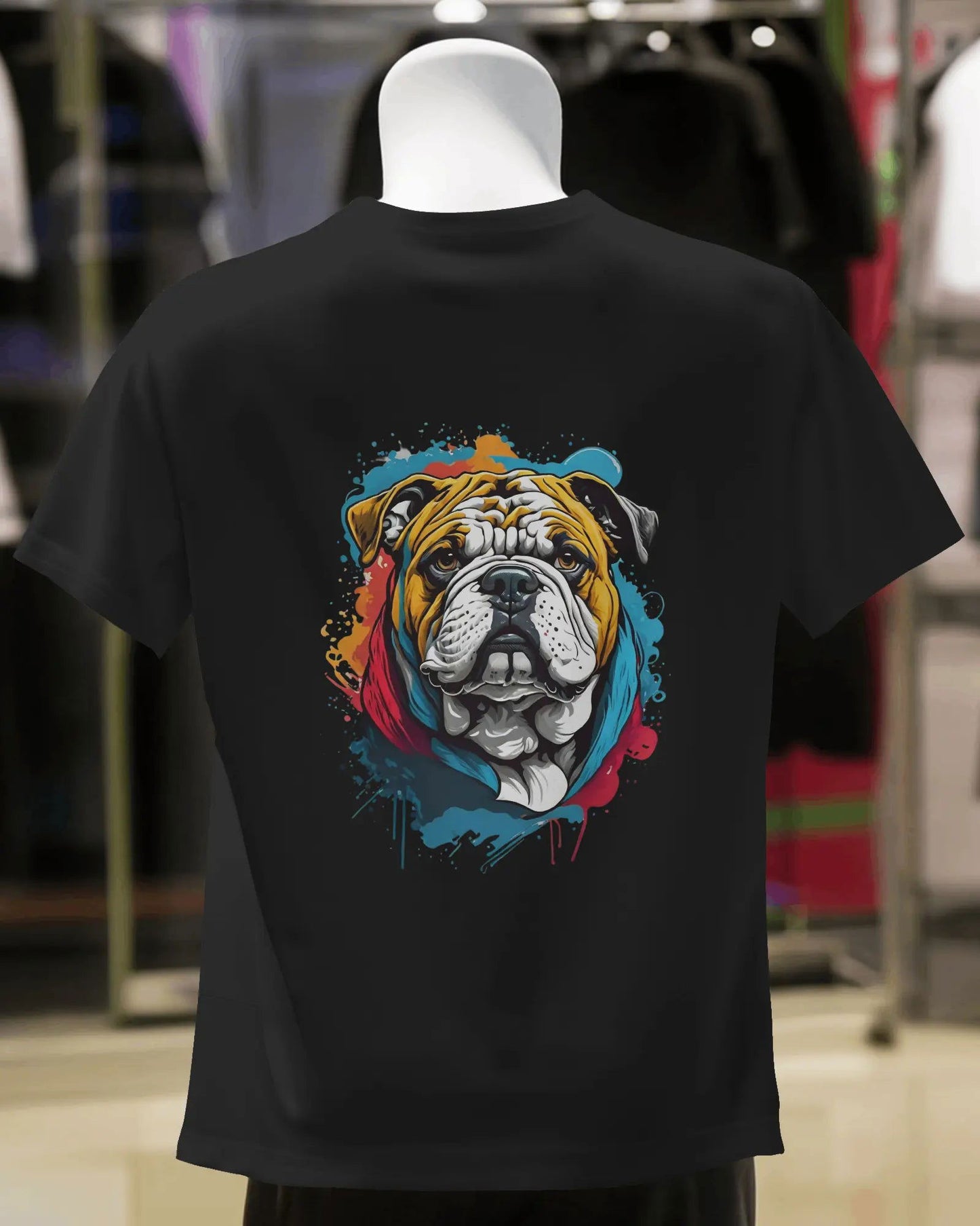 BritSplash Bulldog: The AI-Colored Canine Canvas - Premium Black Tshirt - AWBlack