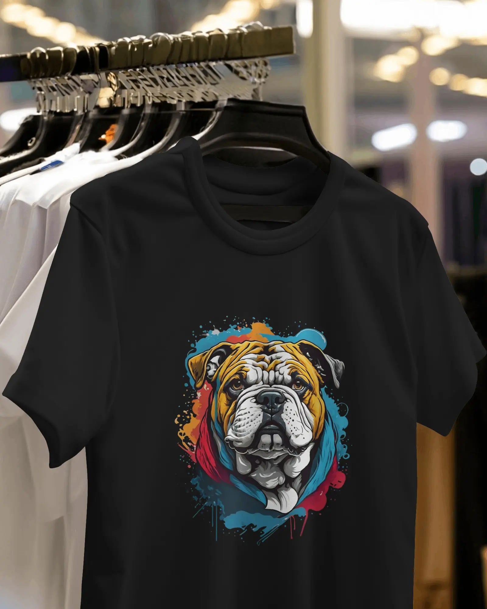 BritSplash Bulldog: The AI-Colored Canine Canvas - Premium Black Tshirt - AWBlack