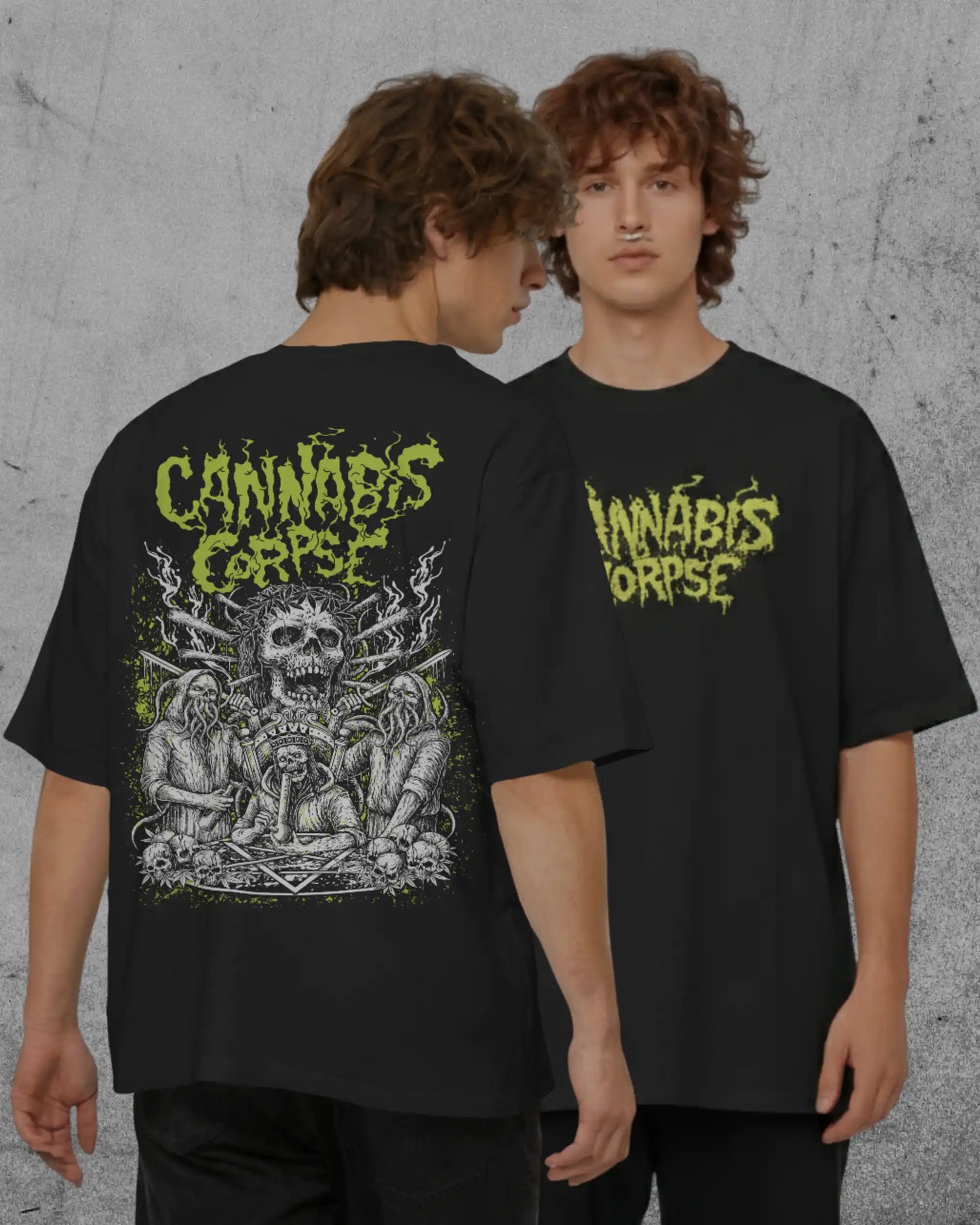 Cannabis Corpse graphic plus size tshirt in premium black oversized fit – AWBlack