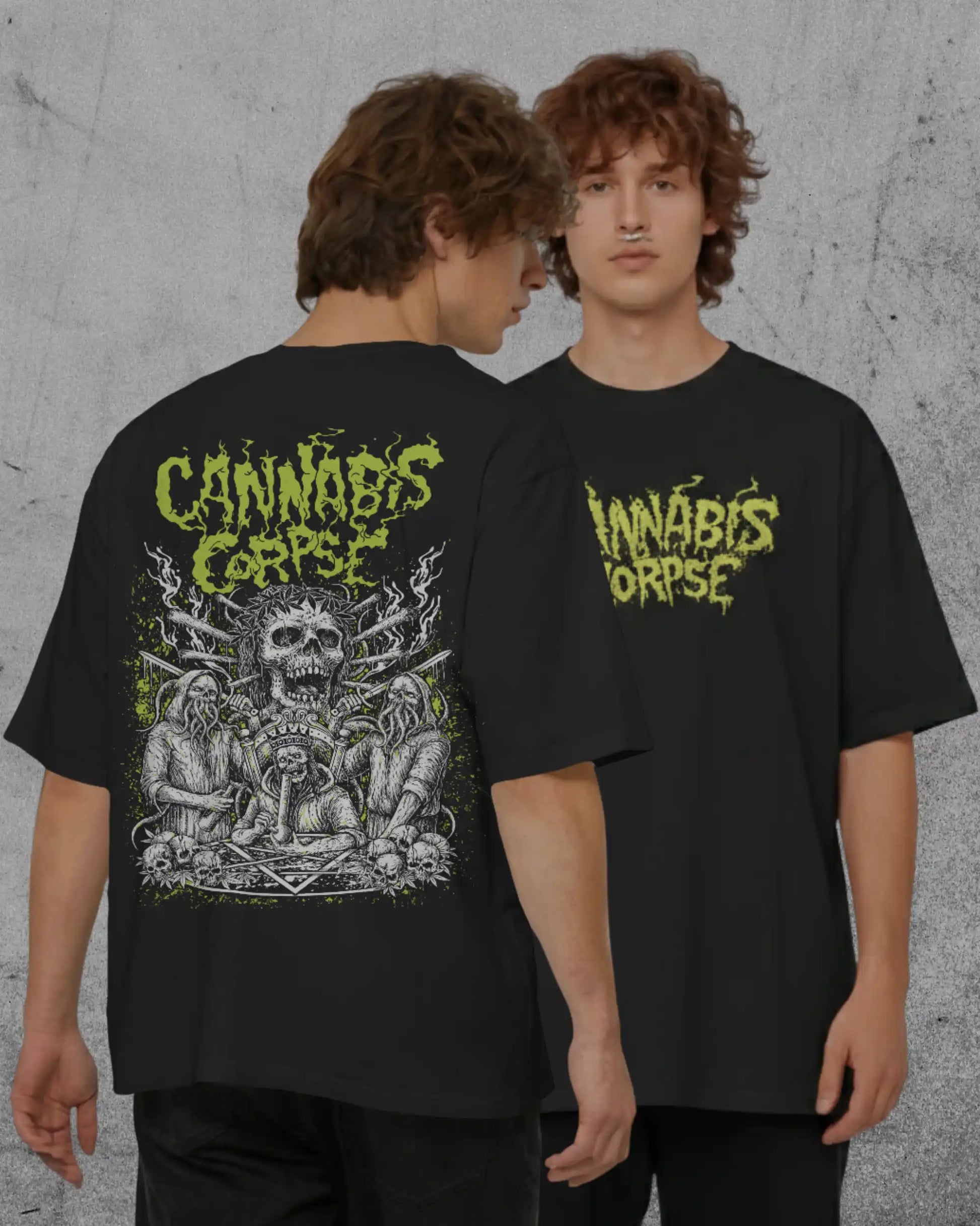 Cannabis Corpse graphic plus size tshirt in premium black oversized fit – AWBlack