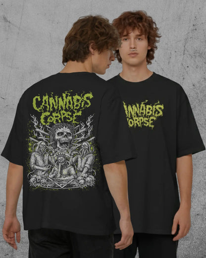 Cannabis Corpse graphic plus size tshirt in premium black oversized fit – AWBlack