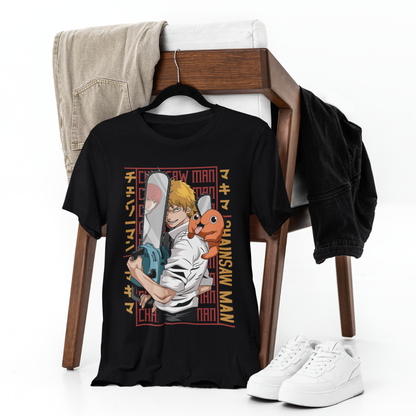 Chainsaw Man Anime Frenzy - Premium Black T-Shirt - AWBlack