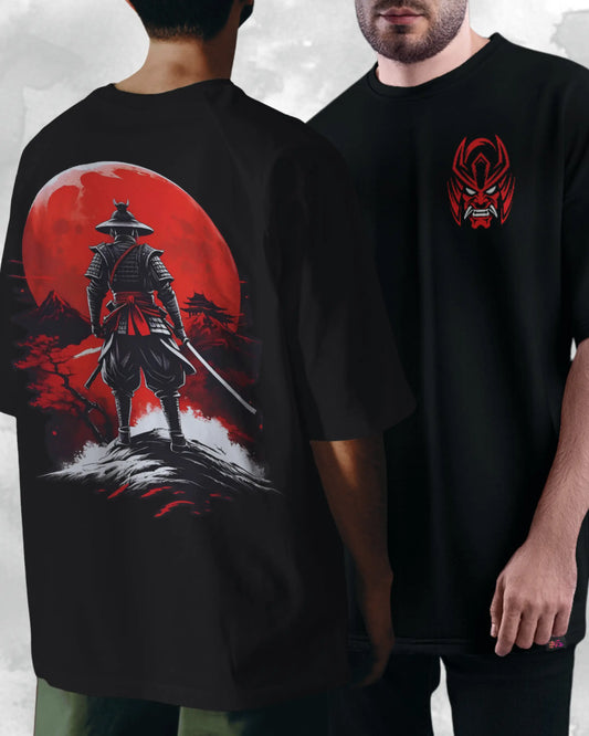 Crimson Warrior Samurai's Resolve -Premium Oversized T-Shirt
