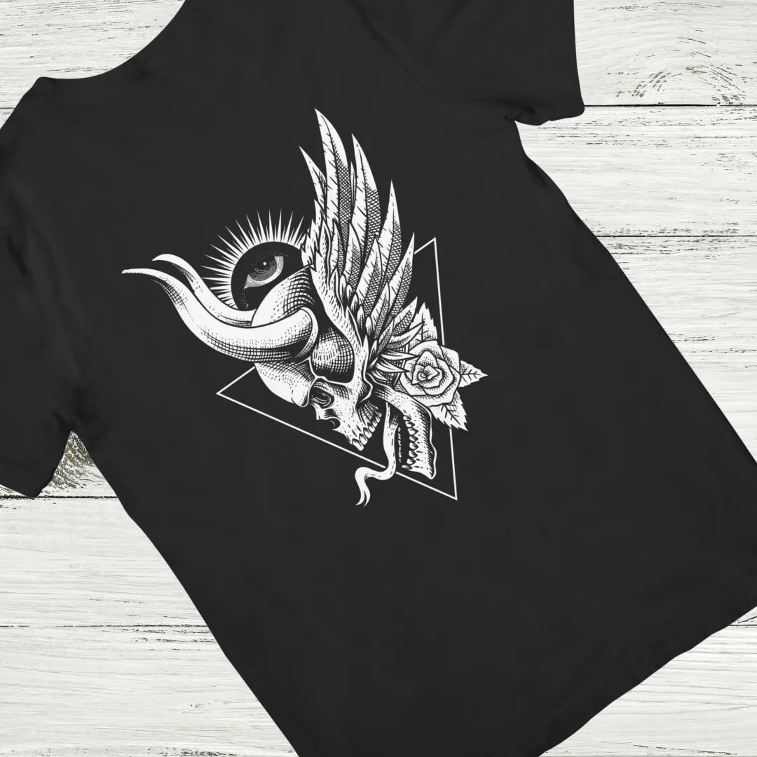 Dark Illumination Illuminati Skull with Wings - Premium Black Tshirt - AWBlack