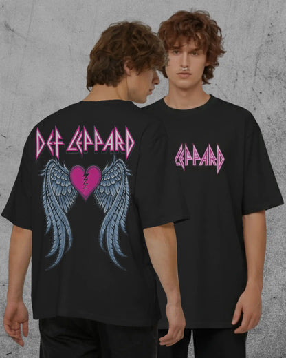 Def Leppard Oversized T-Shirt | Heavy Metal Rock Band Graphic Tee | 240 GSM Cotton | XS-2XL | AWBlack