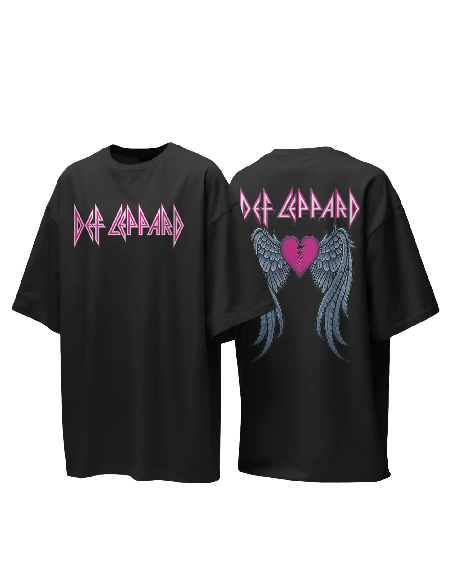 Def Leppard Oversized T-Shirt | Heavy Metal Rock Band Graphic Tee | 240 GSM Cotton | XS-2XL | AWBlack