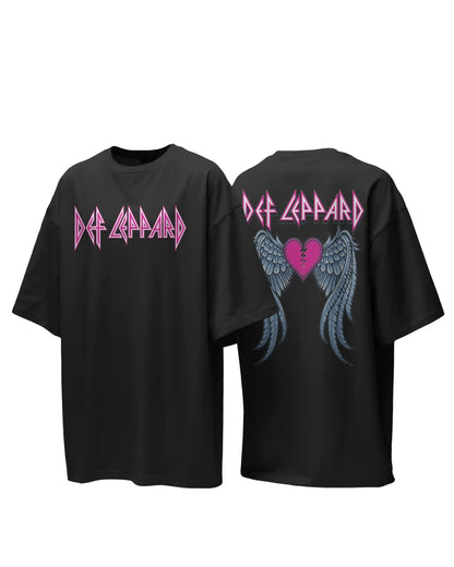 Def Leppard Oversized T-Shirt | Heavy Metal Rock Band Graphic Tee | 240 GSM Cotton | XS-2XL | AWBlack
