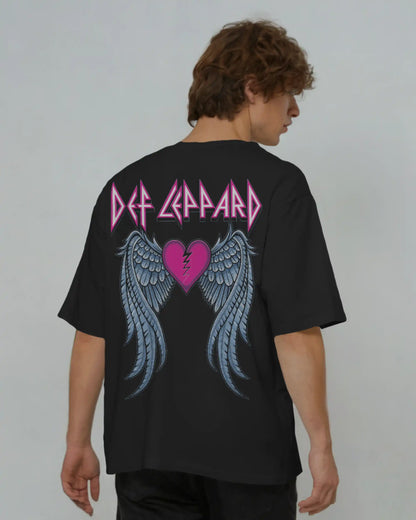Def Leppard Oversized T-Shirt | Heavy Metal Rock Band Graphic Tee | 240 GSM Cotton | XS-2XL | AWBlack