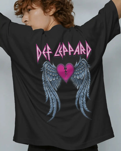 Def Leppard Oversized T-Shirt | Heavy Metal Rock Band Graphic Tee | 240 GSM Cotton | XS-2XL | AWBlack
