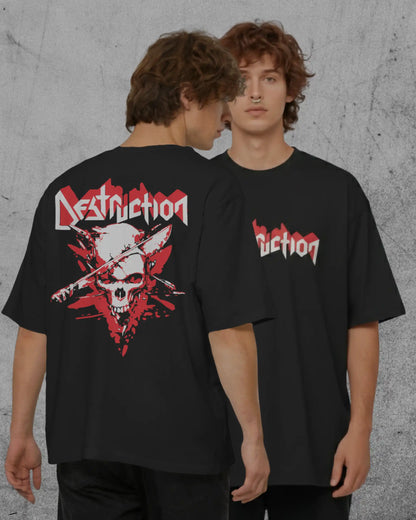 Destruction Oversized T-Shirt | Heavy Metal Rock Band Graphic Tee | 240 GSM Cotton | XS-2XL | AWBlack