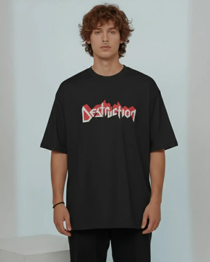 Destruction Oversized T-Shirt | Heavy Metal Rock Band Graphic Tee | 240 GSM Cotton | XS-2XL | AWBlack