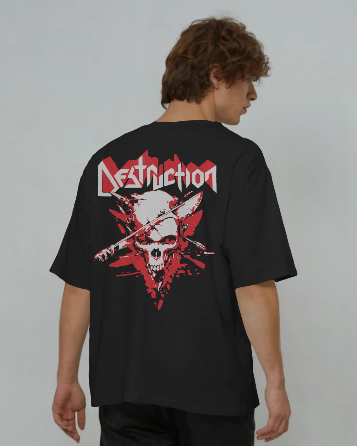 Destruction Oversized T-Shirt | Heavy Metal Rock Band Graphic Tee | 240 GSM Cotton | XS-2XL | AWBlack