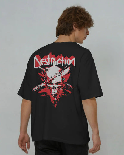Destruction Oversized T-Shirt | Heavy Metal Rock Band Graphic Tee | 240 GSM Cotton | XS-2XL | AWBlack