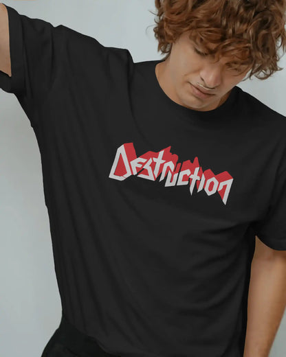 Destruction Oversized T-Shirt | Heavy Metal Rock Band Graphic Tee | 240 GSM Cotton | XS-2XL | AWBlack