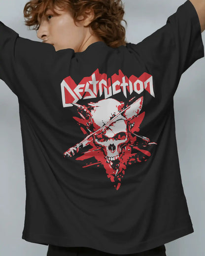 Destruction Oversized T-Shirt | Heavy Metal Rock Band Graphic Tee | 240 GSM Cotton | XS-2XL | AWBlack
