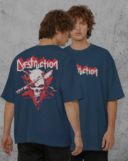 Destruction Oversized T-Shirt | Heavy Metal Rock Band Graphic Tee | 240 GSM Cotton | XS-2XL | AWBlack