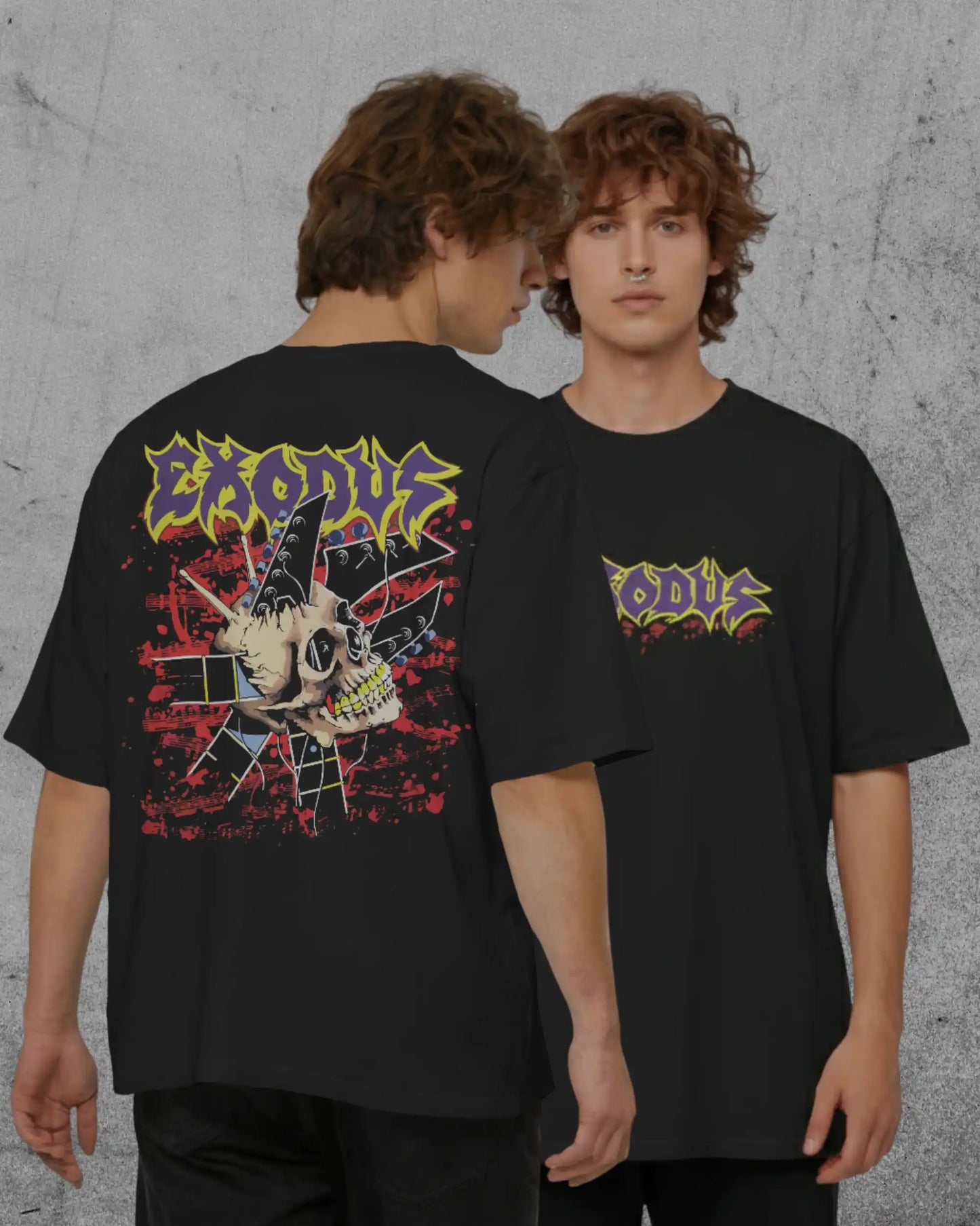 Exodus Oversized T-Shirt | Heavy Metal Rock Band Graphic Tee | 240 GSM Cotton | XS-2XL | AWBlack