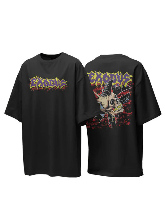 Exodus Oversized T-Shirt | Heavy Metal Rock Band Graphic Tee | 240 GSM Cotton | XS-2XL | AWBlack