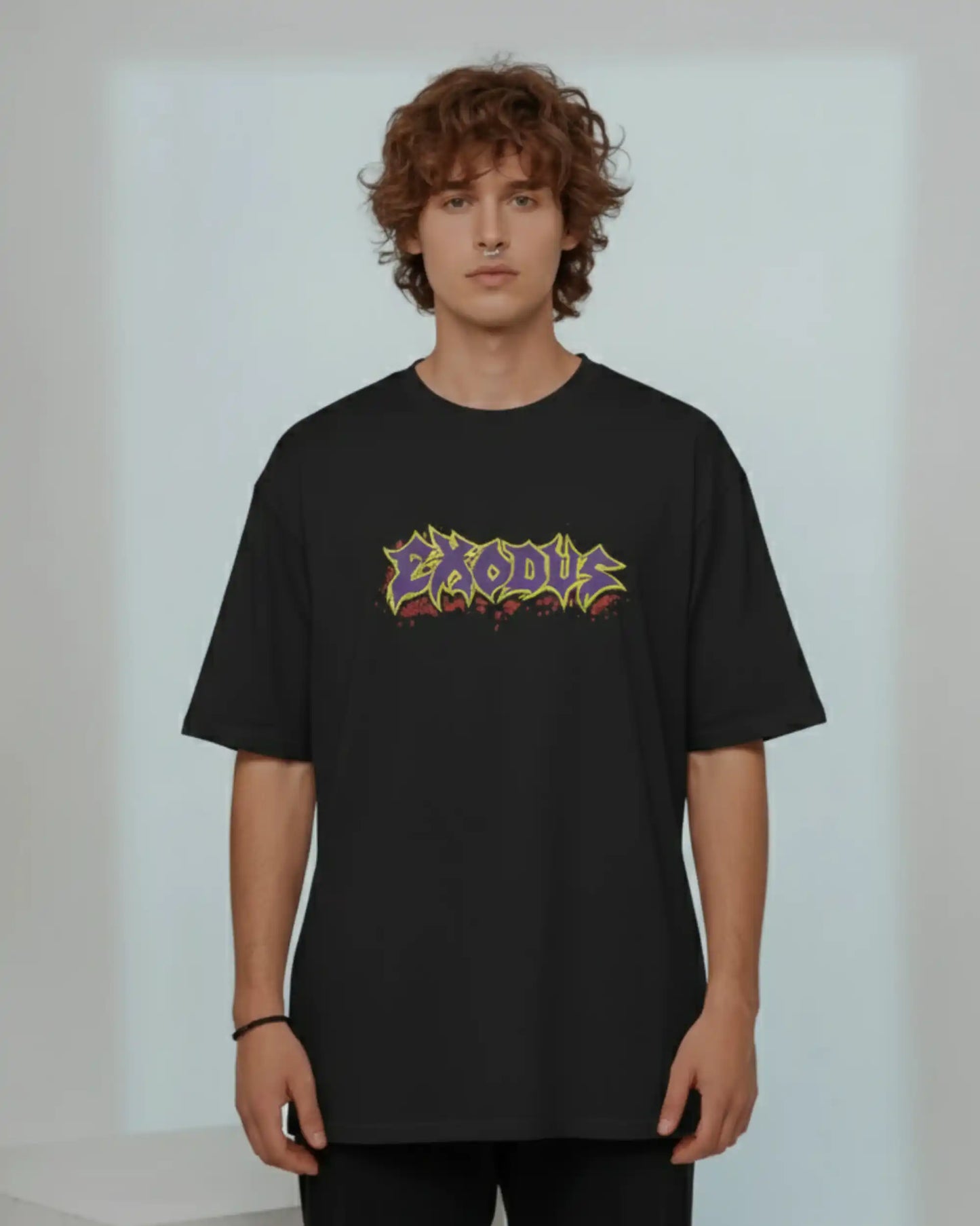 Exodus Oversized T-Shirt | Heavy Metal Rock Band Graphic Tee | 240 GSM Cotton | XS-2XL | AWBlack