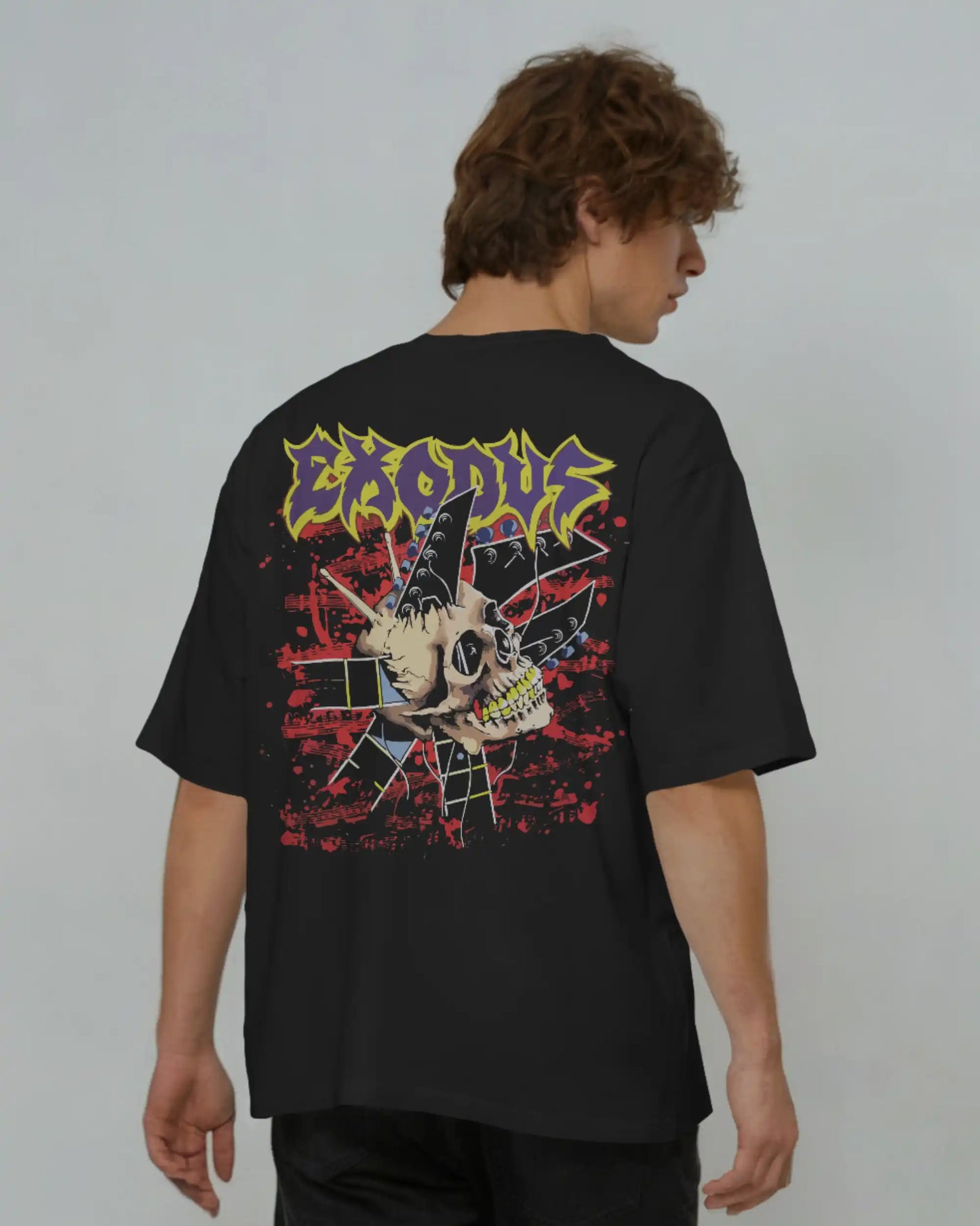 Exodus Oversized T-Shirt | Heavy Metal Rock Band Graphic Tee | 240 GSM Cotton | XS-2XL | AWBlack