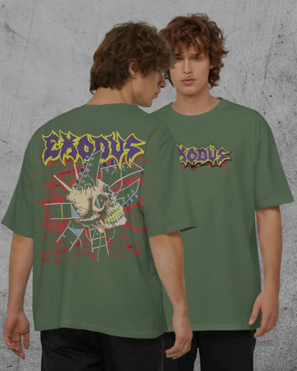 Exodus Oversized T-Shirt | Heavy Metal Rock Band Graphic Tee | 240 GSM Cotton | XS-2XL | AWBlack
