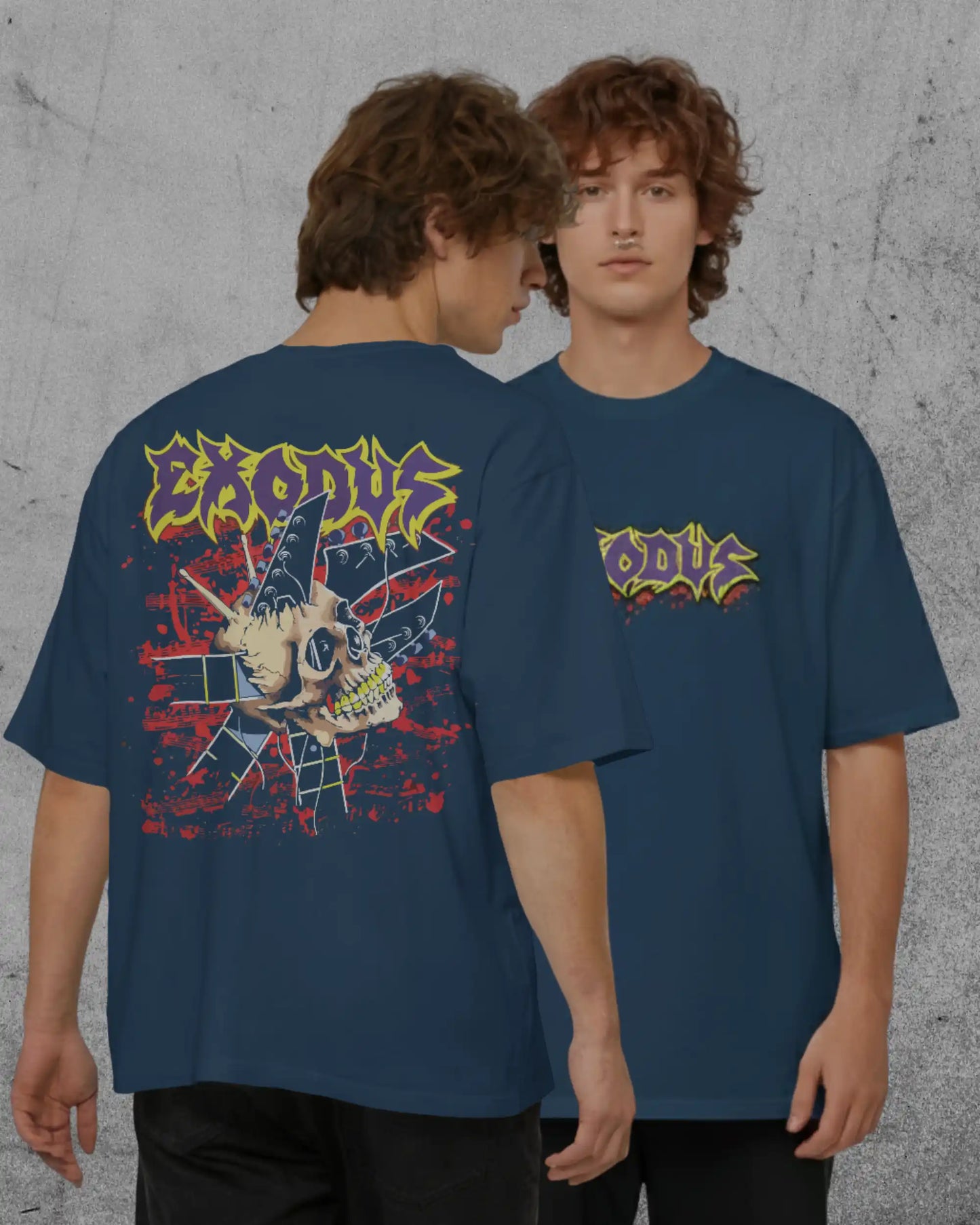 Exodus Oversized T-Shirt | Heavy Metal Rock Band Graphic Tee | 240 GSM Cotton | XS-2XL | AWBlack