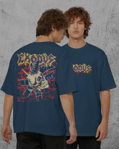 Exodus Oversized T-Shirt | Heavy Metal Rock Band Graphic Tee | 240 GSM Cotton | XS-2XL | AWBlack