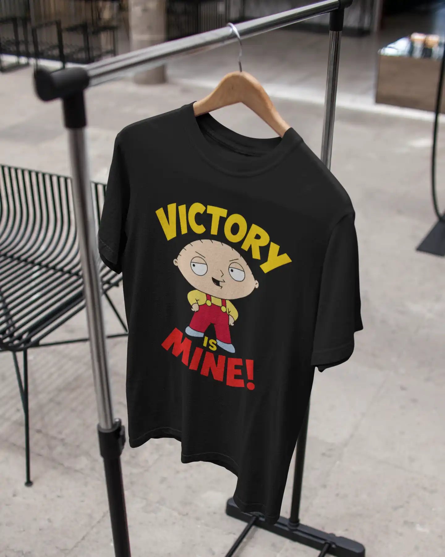 AWBlack Family Guy Stewie Griffin Victory Is Mine Graphic T-Shirt for Men | Premium 180 GSM 100% Cotton Printed Black Tee | Regular Fit, Oversize Fit & Plus Size Fit