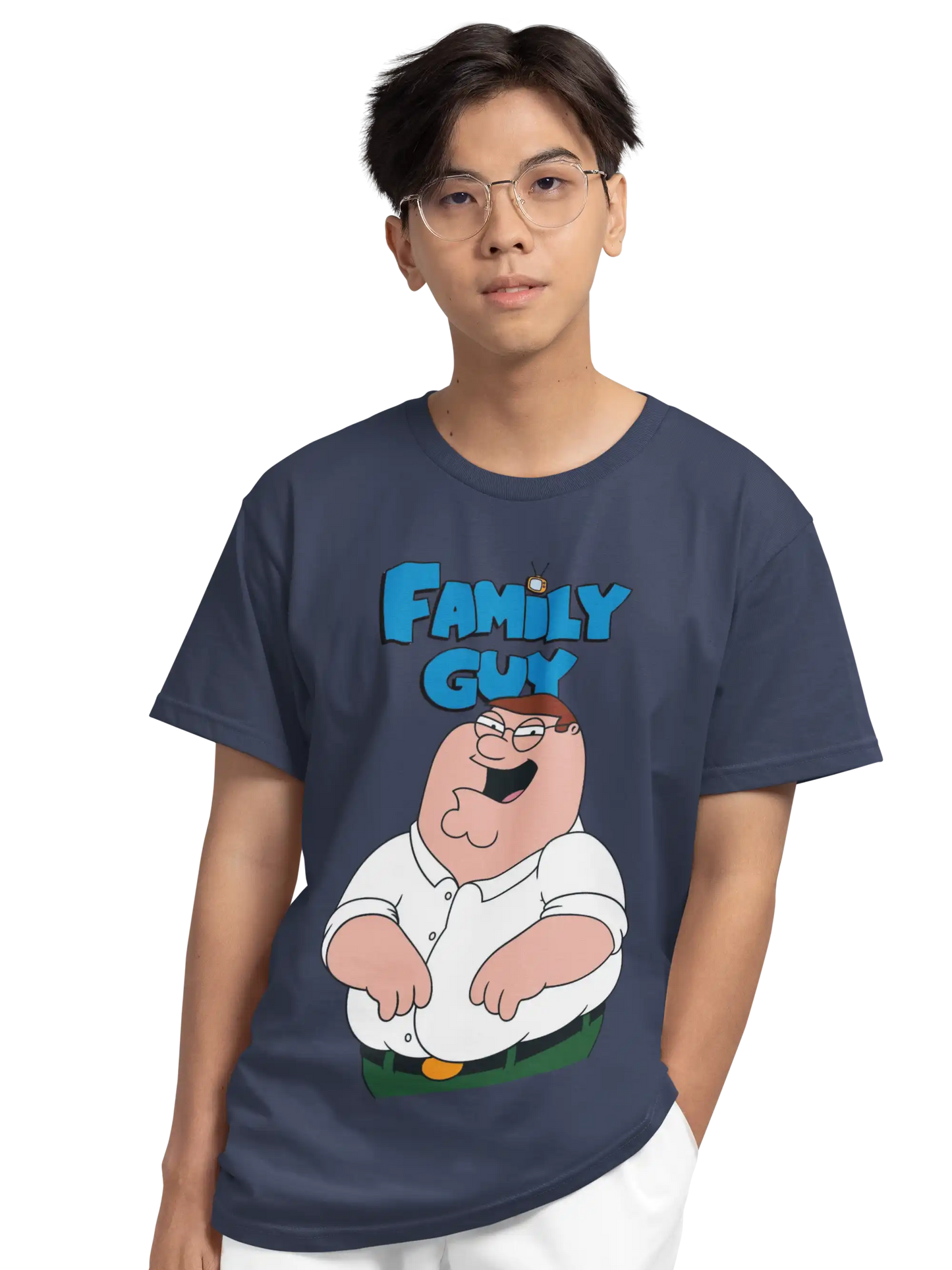 AWBlack Family Guy Peter Griffin Graphic T-Shirt for Men | Premium 180 GSM 100% Cotton Printed Black Tee | Regular Fit, Oversize Fit & Plus Size Fit