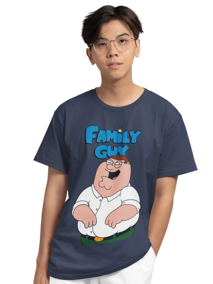 AWBlack Family Guy Peter Griffin Graphic T-Shirt for Men | Premium 180 GSM 100% Cotton Printed Black Tee | Regular Fit, Oversize Fit & Plus Size Fit
