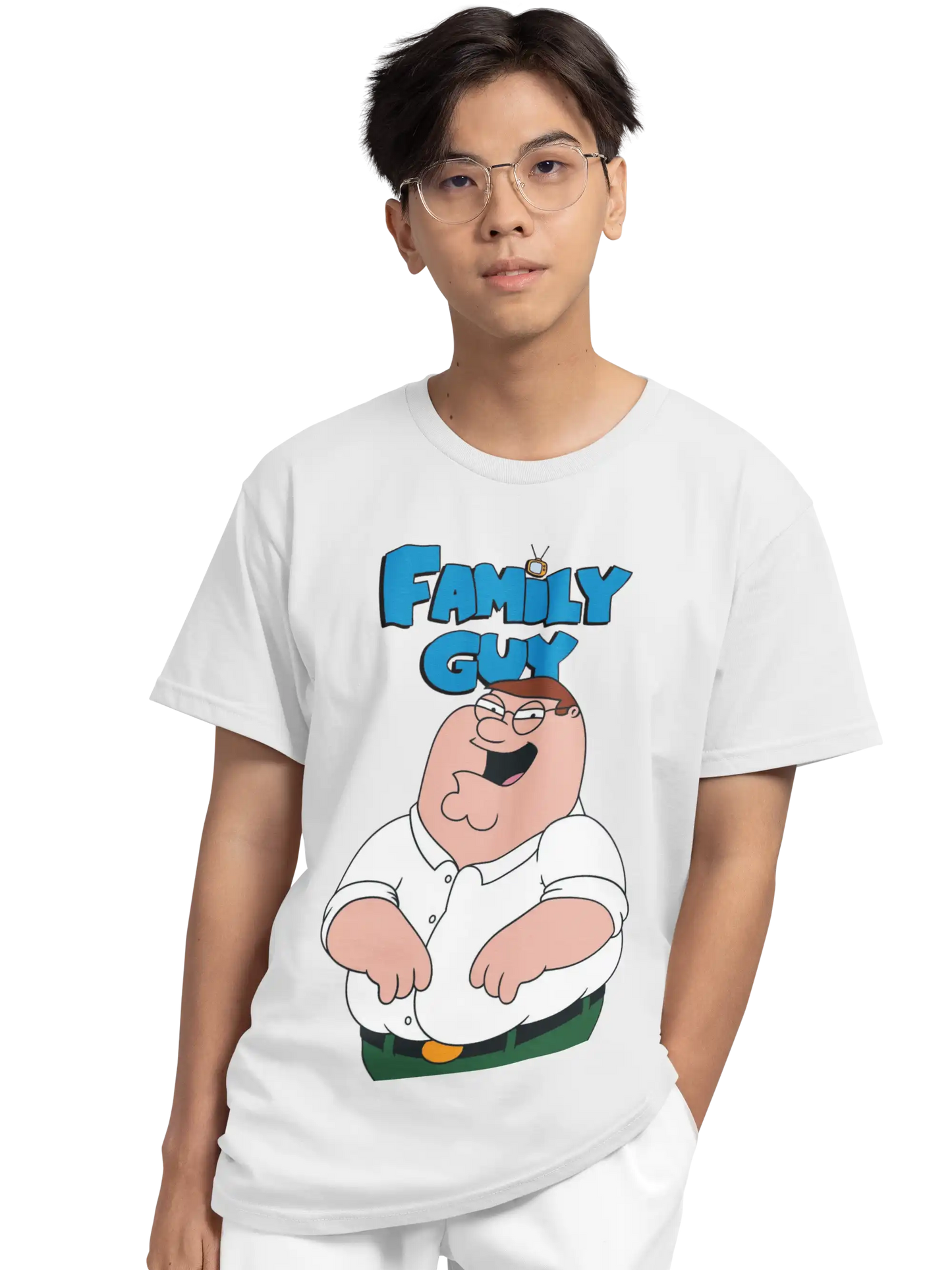 AWBlack Family Guy Peter Griffin Graphic T-Shirt for Men | Premium 180 GSM 100% Cotton Printed Black Tee | Regular Fit, Oversize Fit & Plus Size Fit