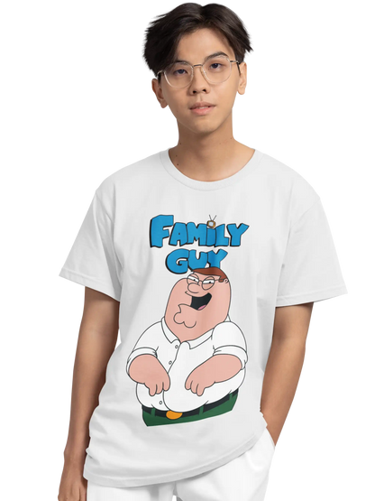 AWBlack Family Guy Peter Griffin Graphic T-Shirt for Men | Premium 180 GSM 100% Cotton Printed Black Tee | Regular Fit, Oversize Fit & Plus Size Fit