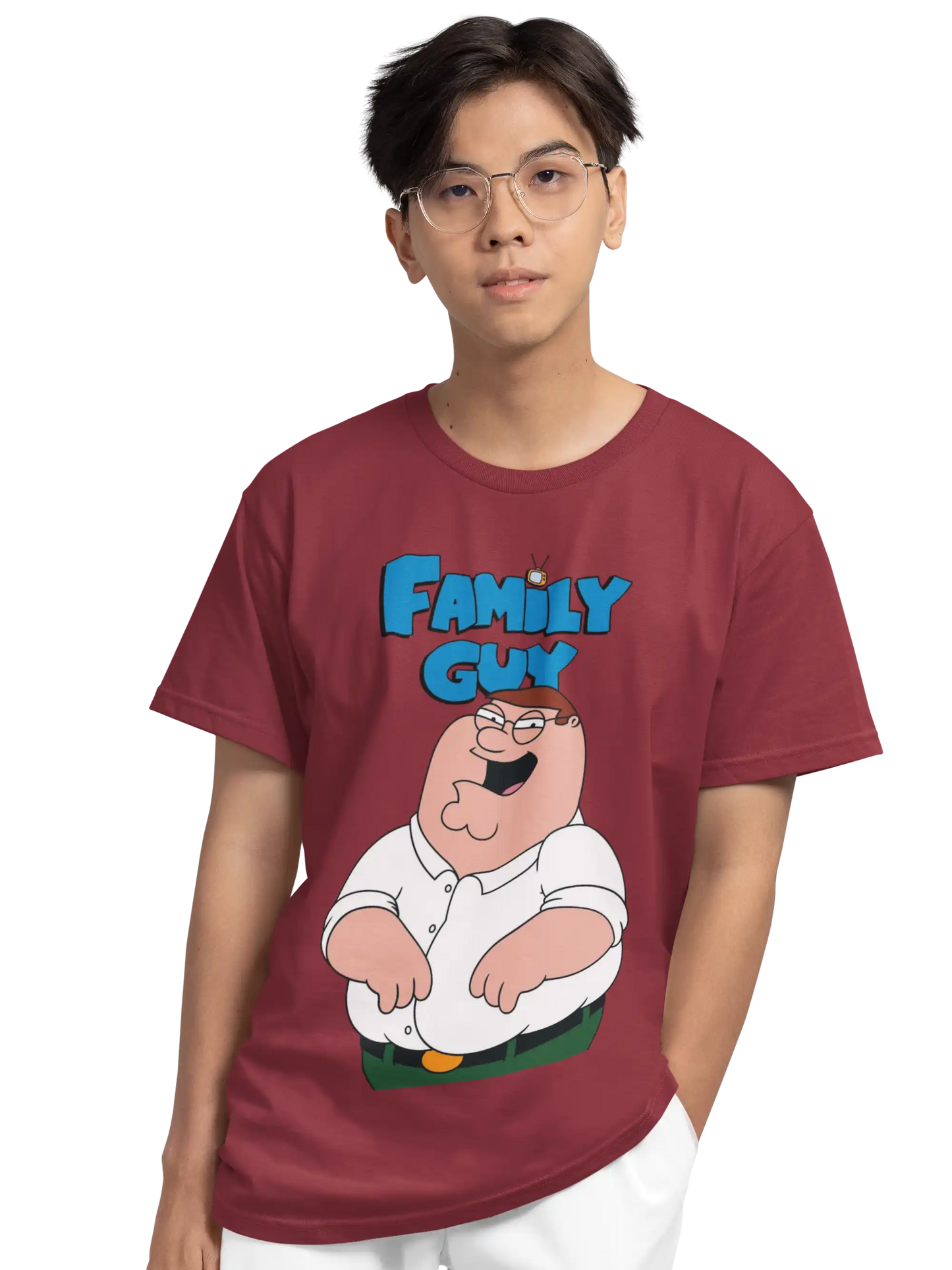 AWBlack Family Guy Peter Griffin Graphic T-Shirt for Men | Premium 180 GSM 100% Cotton Printed Black Tee | Regular Fit, Oversize Fit & Plus Size Fit