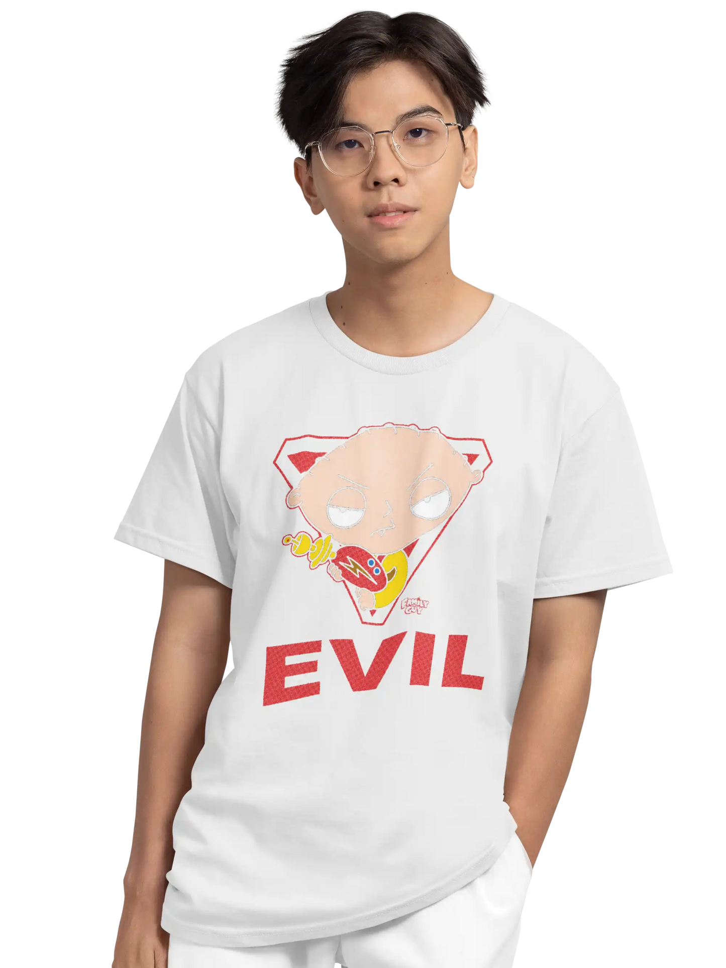 AWBlack Family Guy Stewie Griffin Evil Graphic T-Shirt for Men | Premium 180 GSM 100% Cotton Printed Black Tee | Regular Fit, Oversize Fit & Plus Size Fit