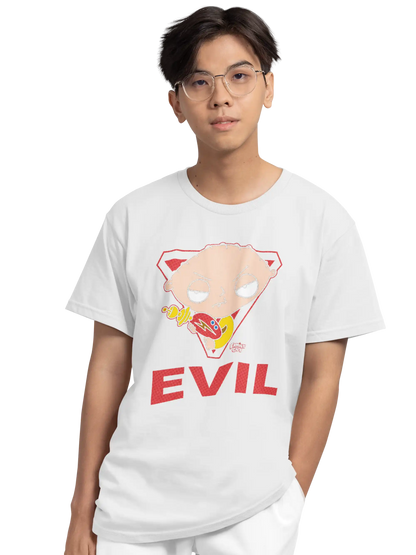 AWBlack Family Guy Stewie Griffin Evil Graphic T-Shirt for Men | Premium 180 GSM 100% Cotton Printed Black Tee | Regular Fit, Oversize Fit & Plus Size Fit